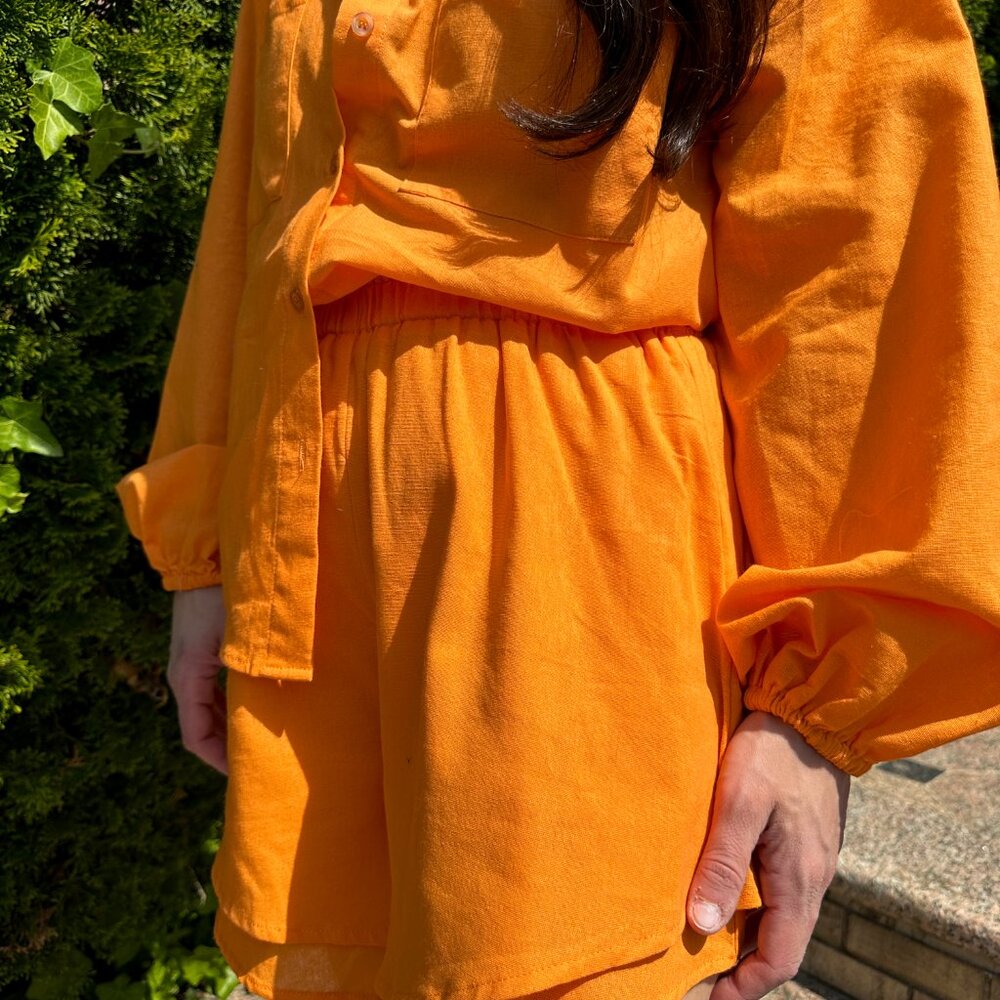 Linen Button Up Shorts Set - Picture 2 of 4